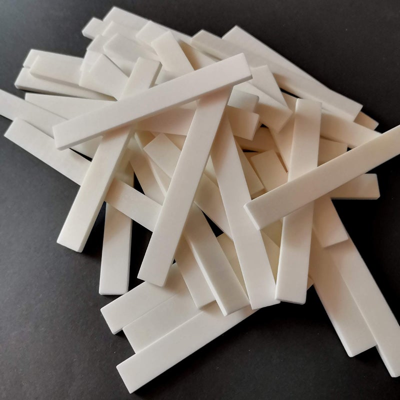 Vencetmat 6Pcs Blank & Uncut Guitar Bridge Saddles White Color Made of Real Bone 80x3x10mm for Electric & Acoustic & Classical & Cigar Guitar, Mandolin, Banjo, Ukulele Part Replacement - Image 2